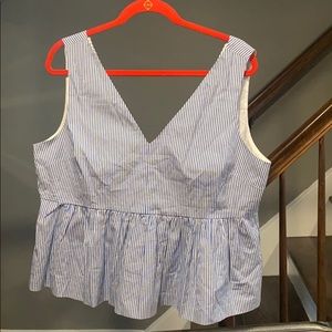 Seersucker Peplum Top